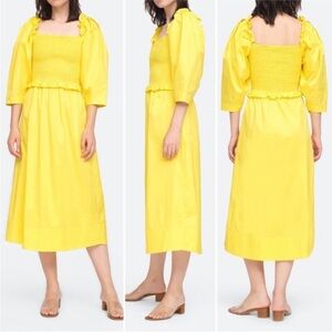 Sea New York Tabitha Smocked Dress Citron Yellow Cotton Size 4 NWT